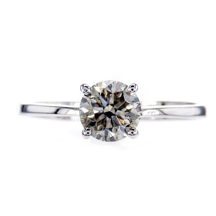 Ingen mindstepris - Forlovelsesring - 14 karat Hvidguld -  1.02ct. tw. Diamant (Naturfarvet)