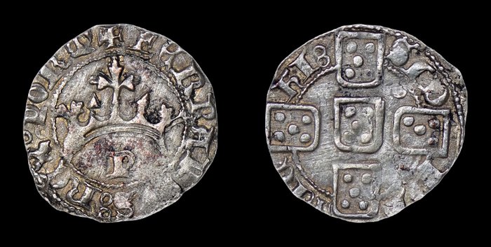 Portugal. D. Fernando I (1367-1383). Pilarte Coroado (7 Dinheiros) - Porto - Sinal Oculto no quadrante direito