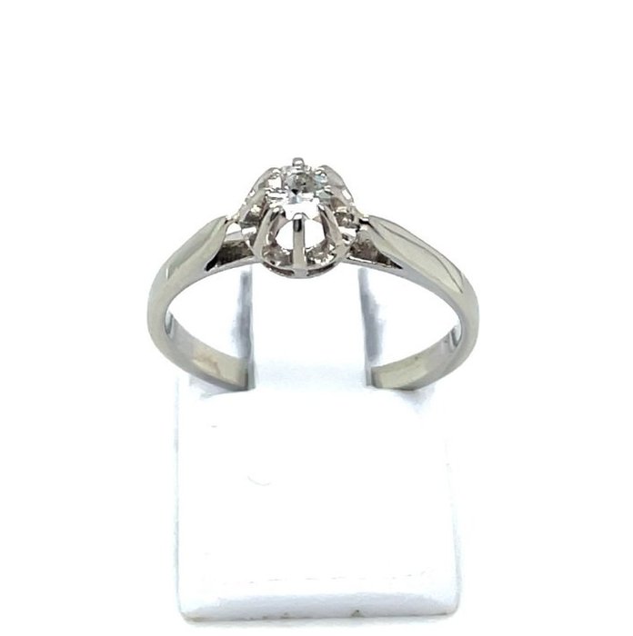 18 kraat Guld, Hvidguld - Ring - 0.15 ct Diamant