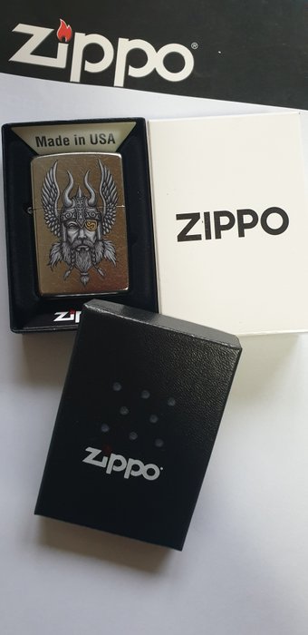 Zippo - Original Zippo Rarität Viking Odin Thor - Lighter - Chrome