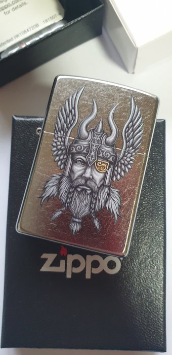 Zippo - Original Zippo Rarität Viking Odin Thor - Lighter - Chrome