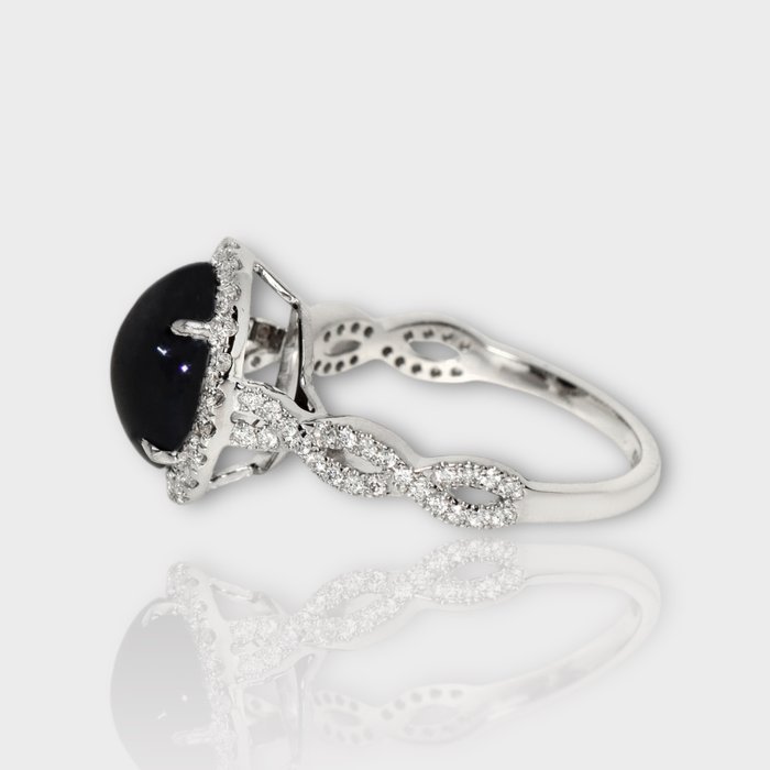 Ingen mindstepris - Ring - 14 karat Hvidguld -  3.57ct. tw. Safir - Diamant - IGI 3,11 ct Deep Blue