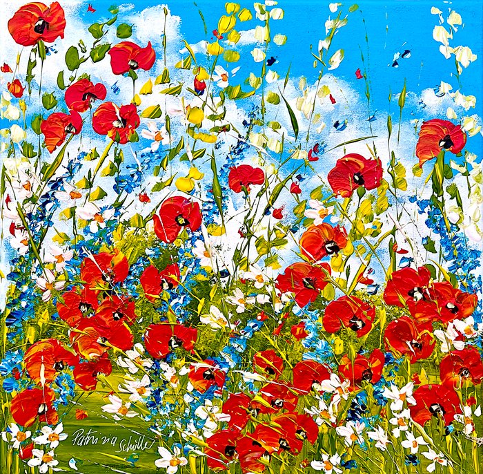 Patrizia Schüller - Blütenpracht - rote, blaue und weiße Blüten