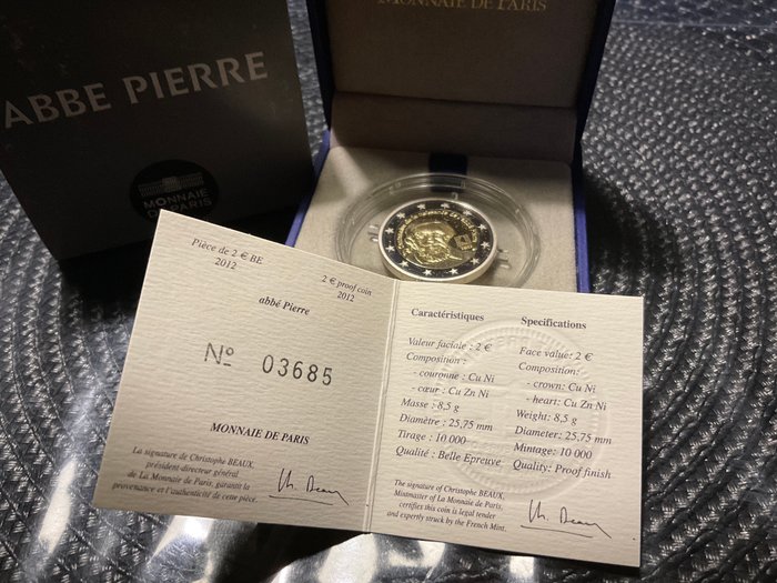 Frankrig 2 Euro 2012 "Abbé Pierre" Proof  (Ingen mindstepris)