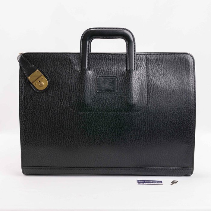 Burberrys - Black Leather Business Bag - Håndtaske