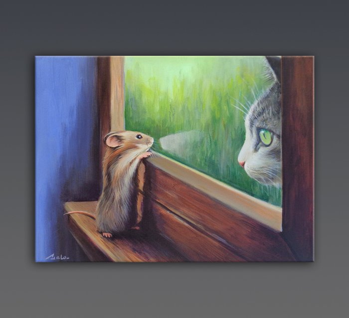 Gala - Cat  mouse painting - "Window"