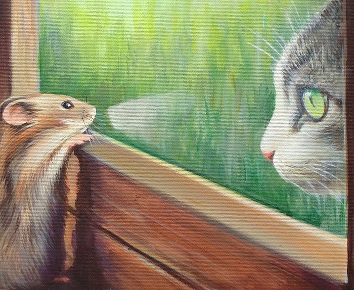 Gala - Cat  mouse painting - "Window"