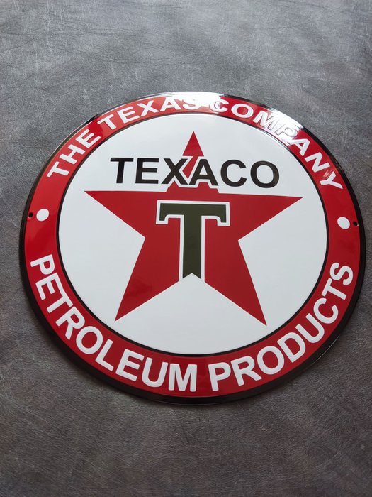 Texaco The Texas Company USA Gas Station - Reklameplakat - Emalje, emaljeskilt, Emaille Schild, Emailschild