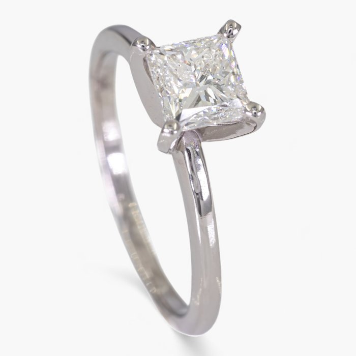 Ring - 14 karat Hvidguld, IGI Antwerpen certificeret - 1.10ct diamanter -  1.10ct. tw. Diamant (Natur)