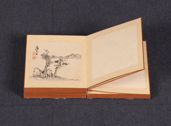 Very fine gassaku folding album (ori-gajo) - 40 paintings - Taniguchi Aizan (1816-1899), Nakanishi Koseki (1807-1884), Shinozaki Shochiku (1781-1851), Tanomura - Japan - 19. århundrede