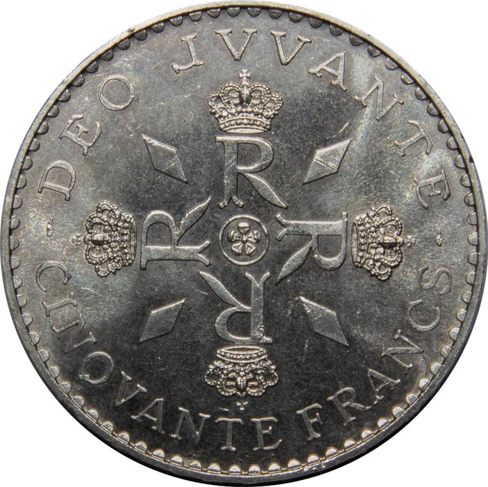 Monaco. Rainier III. 50 Francs 1974. 25th anniversary - Reign of Rainier III  (Ingen mindstepris)