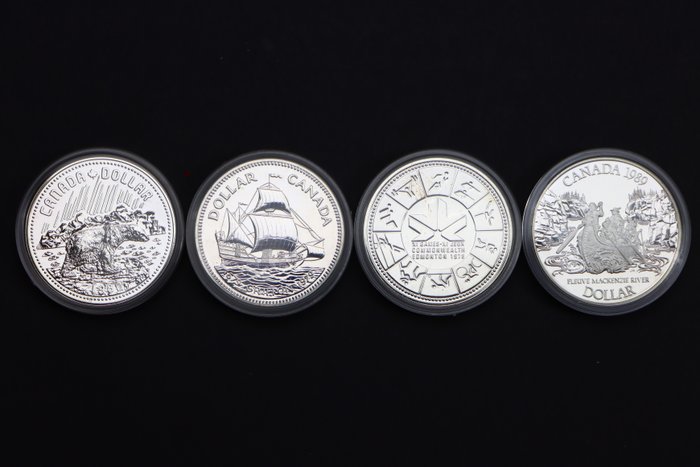 Canada. 1 Dollar 1978/1989 (4 stuks)  (Ingen mindstepris)