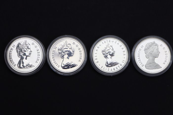 Canada. 1 Dollar 1978/1989 (4 stuks)  (Ingen mindstepris)