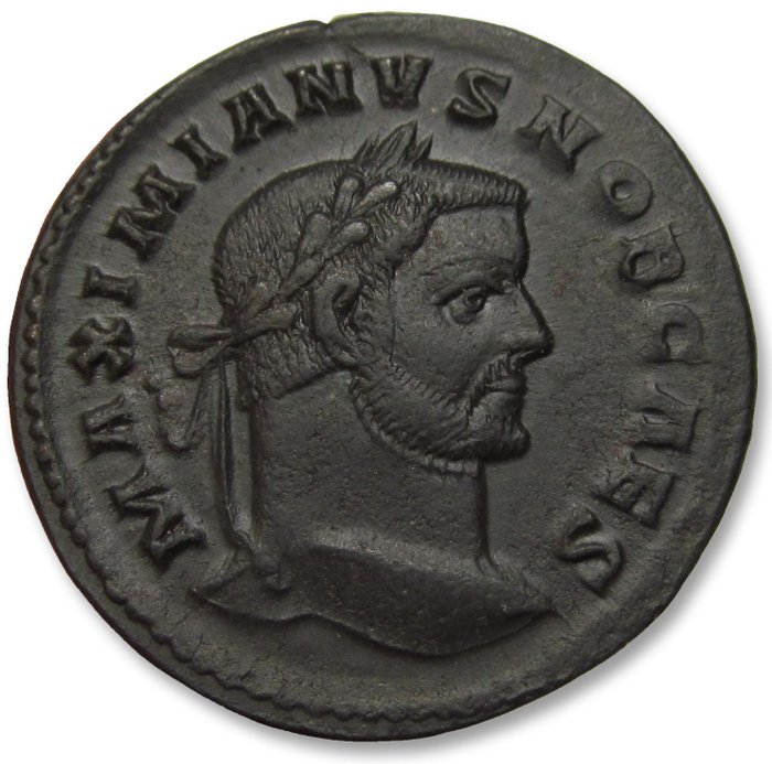 Romarriket. Galerius as Caesar. Follis Treveri (Trier) mint circa 296-297 - mintmark TR, A-Γ across fields - large 27mm coin