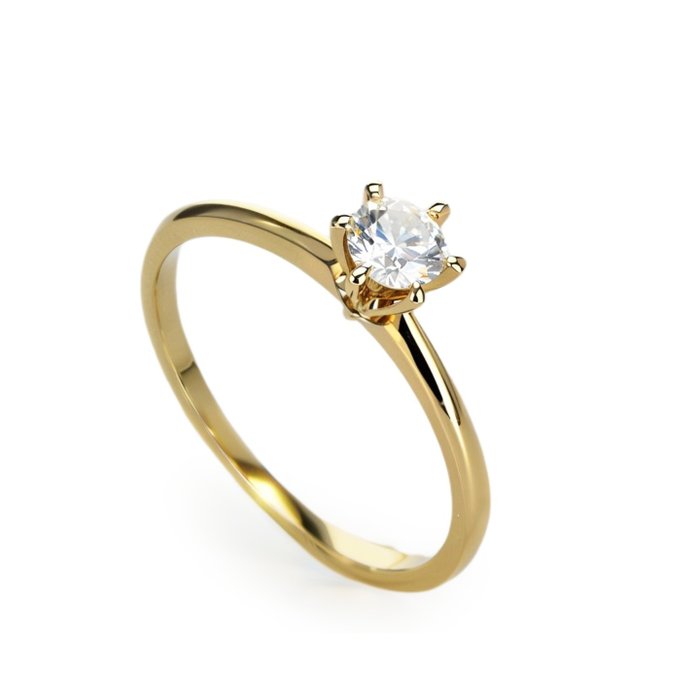 Forlovelsesring - 14 karat Gulguld -  0.26ct. tw. Diamant (Natur)