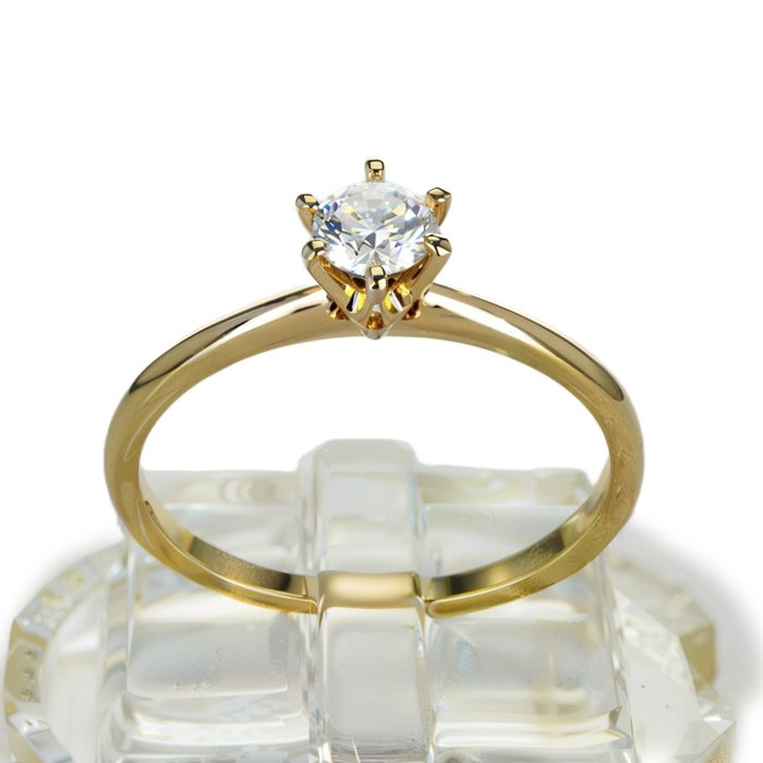 Forlovelsesring - 14 karat Gulguld -  0.26ct. tw. Diamant (Natur)