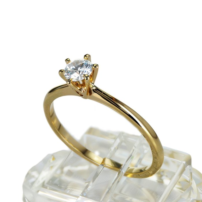 Forlovelsesring - 14 karat Gulguld -  0.25ct. tw. Diamant (Natur)