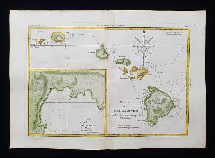 America - Nordamerika / Stillehavet / Hawaii-øerne / Honolulu / Oahu; Desmarest  Bonne - Carte des Isles Sandwich / Plan de la baye de Karakakooa - 1781-1800