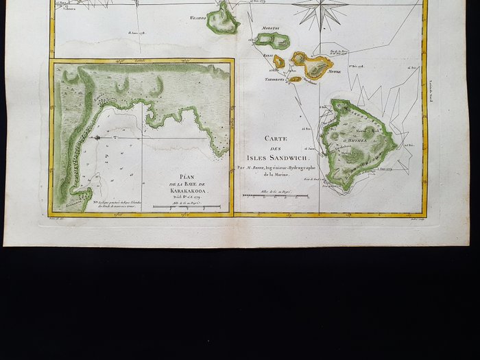 America - Nordamerika / Stillehavet / Hawaii-øerne / Honolulu / Oahu; Desmarest  Bonne - Carte des Isles Sandwich / Plan de la baye de Karakakooa - 1781-1800