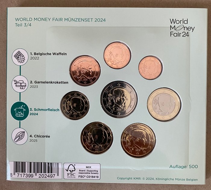 Belgien. Year Set (FDC) 2024 "World Money Fair - Schmorfleisch"  (Ingen mindstepris)