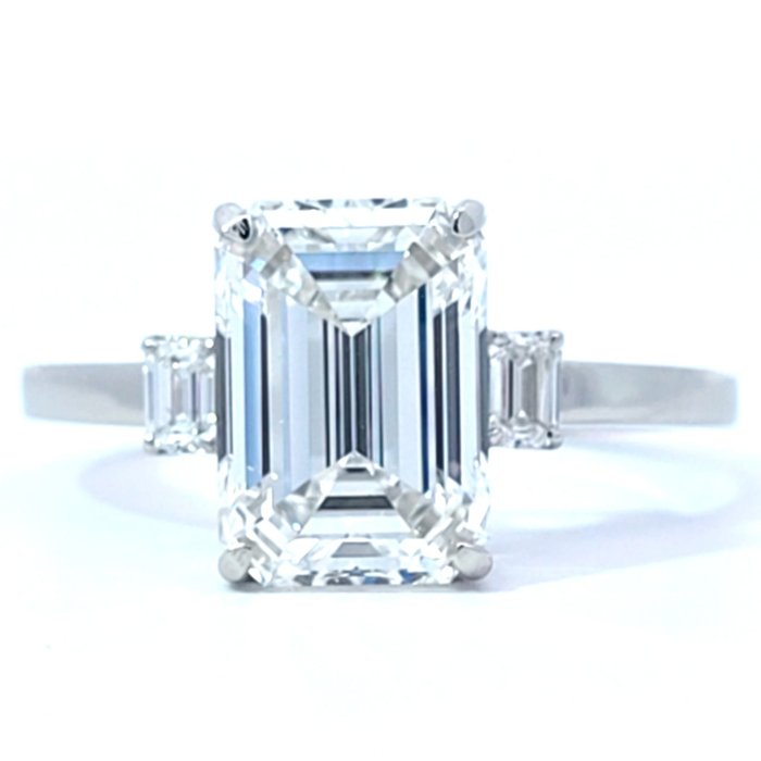 Ring Platin -  3.25ct. tw. Diamant (Laboratoriedyrket) - Diamant - En enestående ring