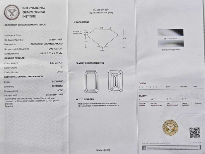 Ring Platin -  3.25ct. tw. Diamant (Laboratoriedyrket) - Diamant - En enestående ring