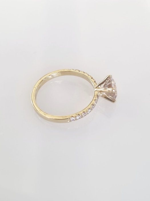 Forlovelsesring - 14 karat Gulguld -  1.55ct. tw. Grå Diamant (Naturfarvet)