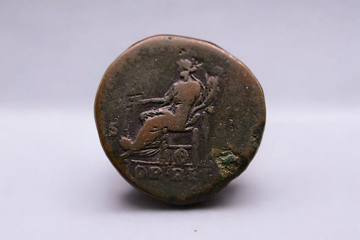 Romarriket. Commodus (AD 177-192). Sestertius Roma - Fortuna sentada  (Ingen mindstepris)