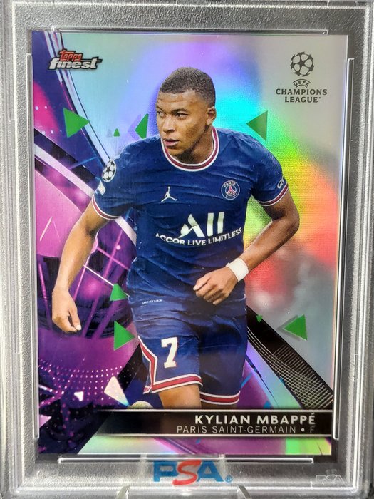 2021/22 Topps Finest Uefa Champions League Kylian Mbappé Refractor PSA 10 Graded card