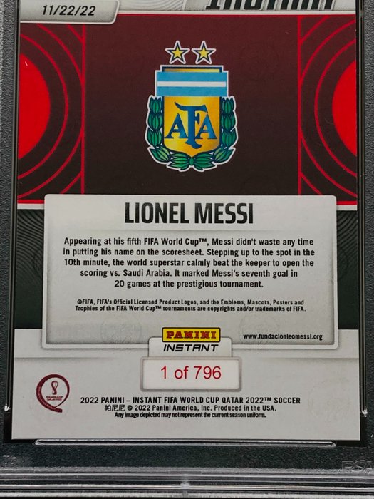 2022 Panini Instant World Cup Lionel Messi #39 PSA 10 - 1 Graded card