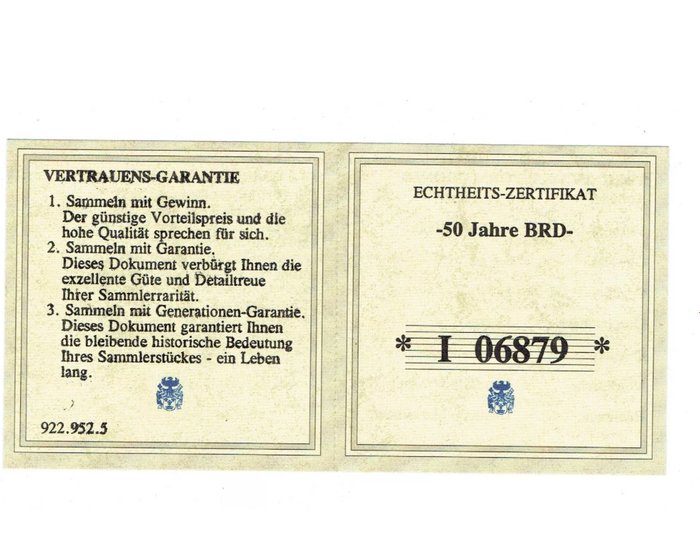 Tyskland 1 Deutsche Mark 2000  Gedenkmünze 1/2g Goldmark  (Ingen mindstepris)