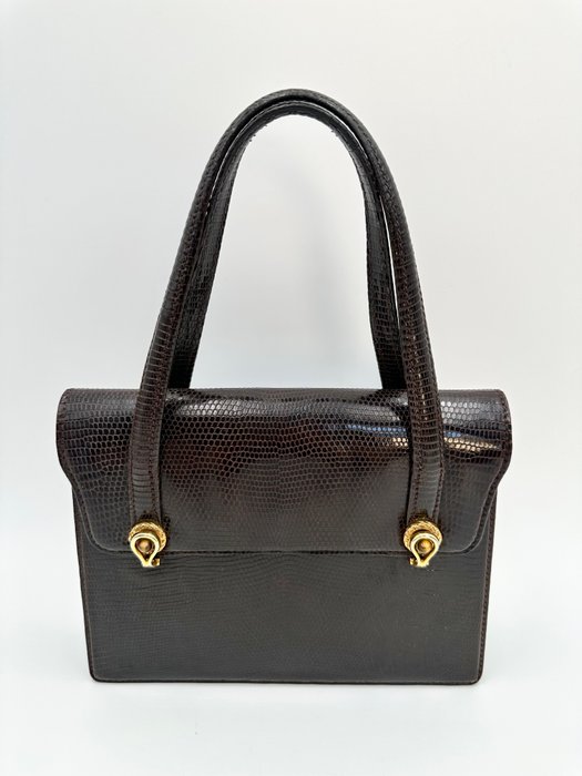 Gucci - lucertola marrone anni 60 - Håndtaske