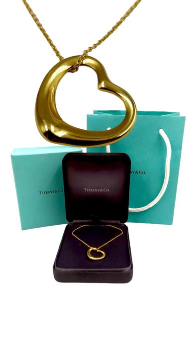 Tiffany  Co. - Halskæde - Elsa Peretti  - Open Heart - Love - BOX - 18 kraat Gulguld