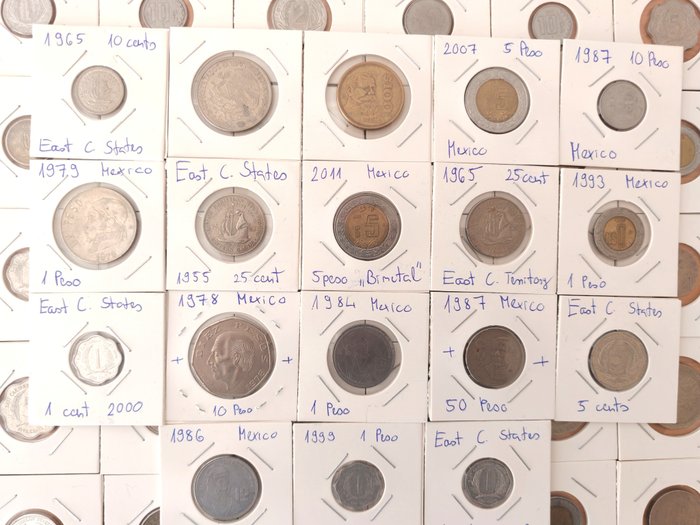 Mexico, Øst Caribiske Stater (Britisk Oversøisk Territorie). Collection of 57 Coins  (Ingen mindstepris)