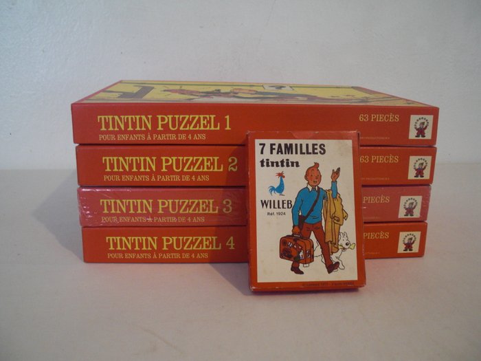 Tintin - 4 puslespil + jeu de cartes