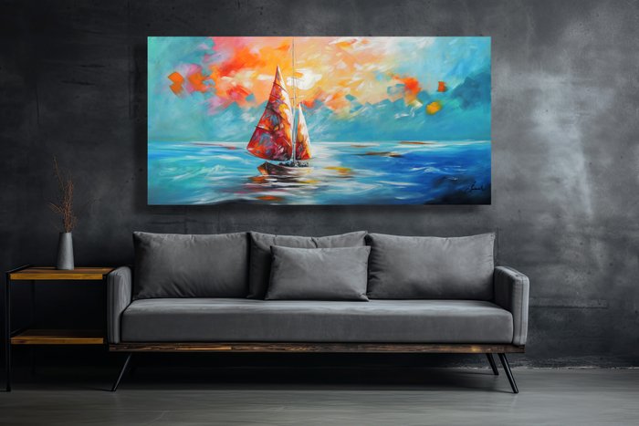 Monika Spiewak - Regatta - XXL -  on Frame - Ready to Hang - 100% Hand Painted