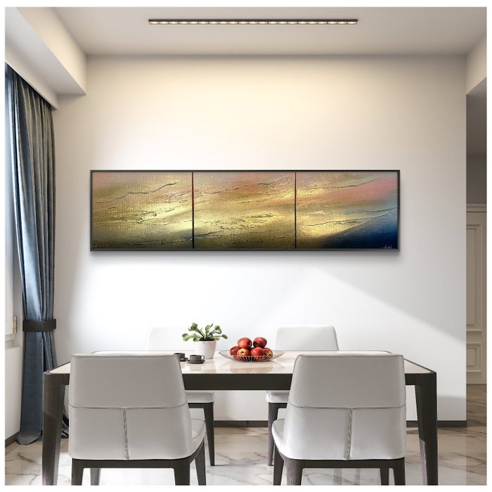 Anderle - Golden composition - The Subtlety of Dawn III - Triptych - XXL