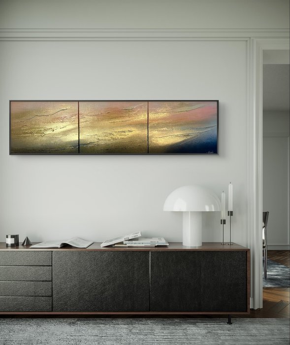 Anderle - Golden composition - The Subtlety of Dawn III - Triptych - XXL