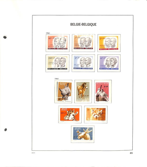 Belgien 1961/1989 - Flot samling af nye frimærker ** i DAVO album med etui - Se de 134 billeder