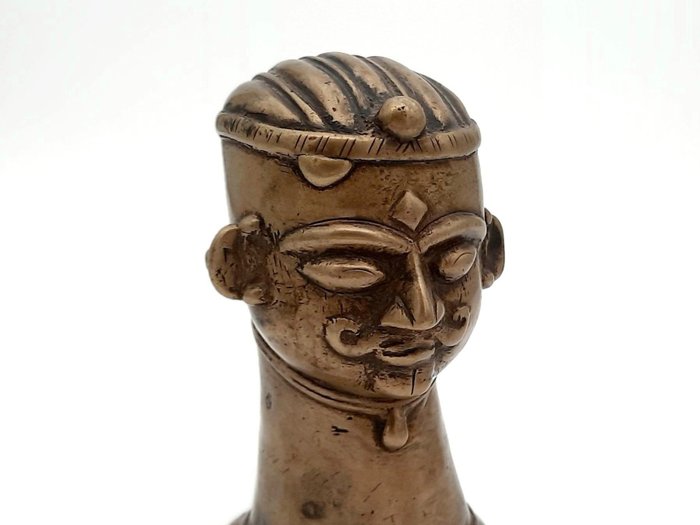 Maske, Statue (1) - Bronze - Shiva - Shiva Mukhalinga, bronze, lost-wax casting, chiselled - Indien - 18. - 19. århundrede