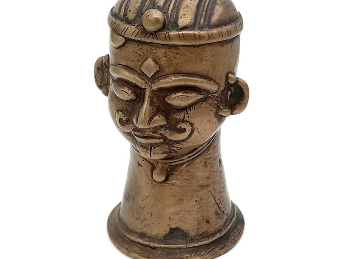 Maske, Statue (1) - Bronze - Shiva - Shiva Mukhalinga, bronze, lost-wax casting, chiselled - Indien - 18. - 19. århundrede