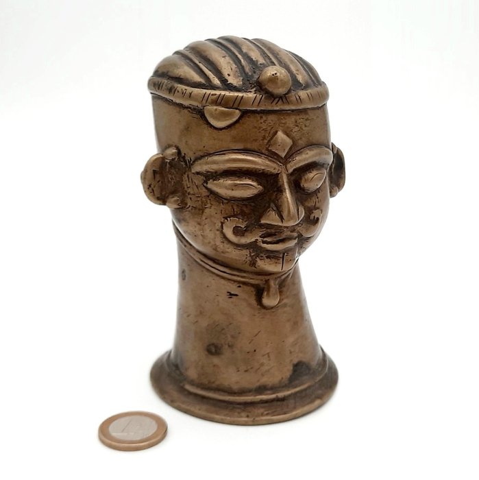 Maske, Statue (1) - Bronze - Shiva - Shiva Mukhalinga, bronze, lost-wax casting, chiselled - Indien - 18. - 19. århundrede