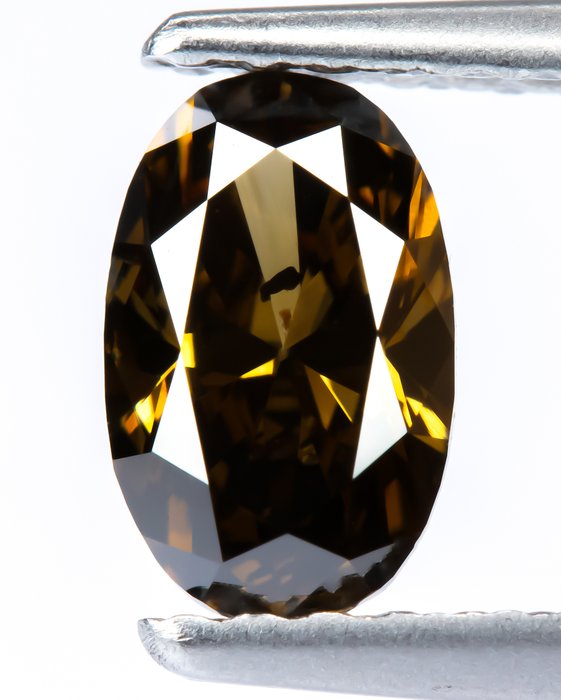 Ingen mindstepris - 1 pcs Diamant  (Naturfarvet)  - 056 ct - Oval - Fancy dark Gullig Brun - SI2 - Gem Report Antwerp (GRA)