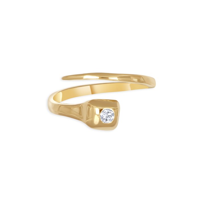 Ring - 18 kraat Gulguld -  0.07ct. tw. Diamant (Natur)