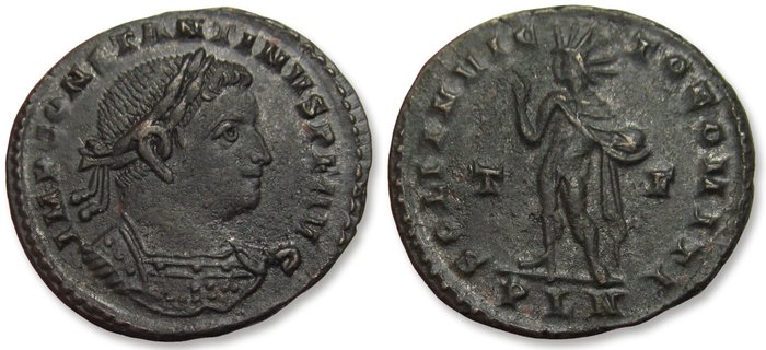 Romarriket Constantine I (AD 306-337) Follis Londinium (London) mint circa 310 AD - mintmark PLN T-F in fields - SOLI INVICTO COMITI