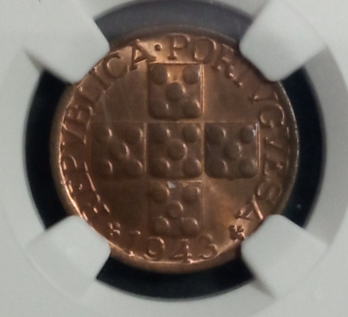 Portugal Republic 20 centavos 1943 MS64 RB  (Ingen mindstepris)