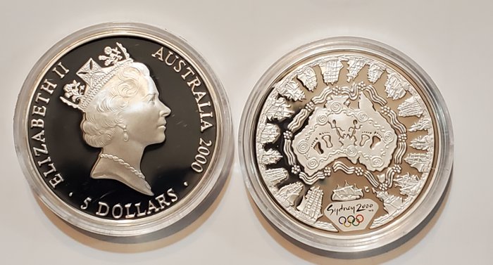 Australien. 5 Dollars 2000 Sydney Olympic Games, 2x1 Oz (.999)  (Ingen mindstepris)