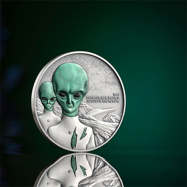 Cameroun. 2000 Francs 2024 Roswell UFO - Incident Interstellar Phenomena - Antique Finish, 2 Oz (.999)