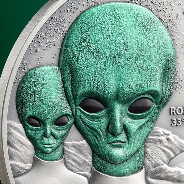 Cameroun. 2000 Francs 2024 Roswell UFO - Incident Interstellar Phenomena - Antique Finish, 2 Oz (.999)