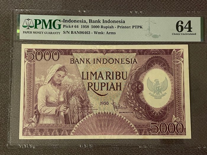 Indonesien - 5000 Rupiah - 1958 - Pick 64  (Ingen mindstepris)